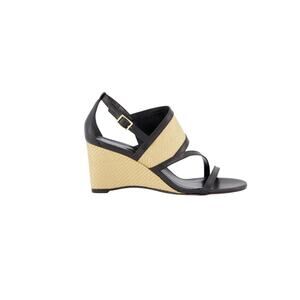 New With Box MARION PARKE Penny 70 Wedge‎ Sandal 39.5 / US 9.5 Black Leather